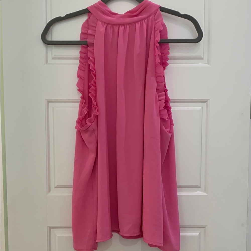 1. State Pink Ruffled Tank Top size L Like New .